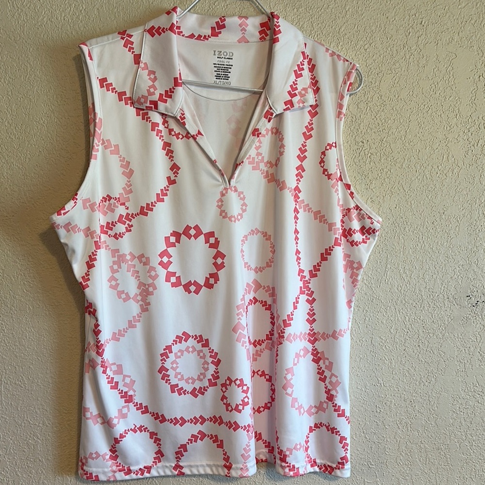 Izod White and Pink Sleeveless Polo Top (New w/o tags)